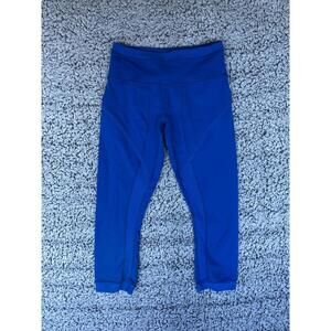 Lululemon Run Inspire Crop II Size 4 Blue Athletic Leggings